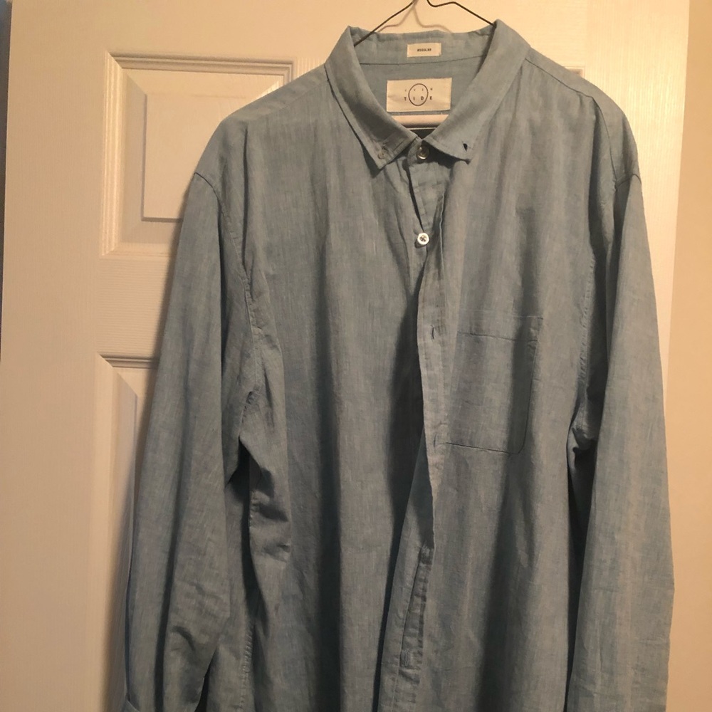 Even Tide Men’s baby blue dress shirt, Linen